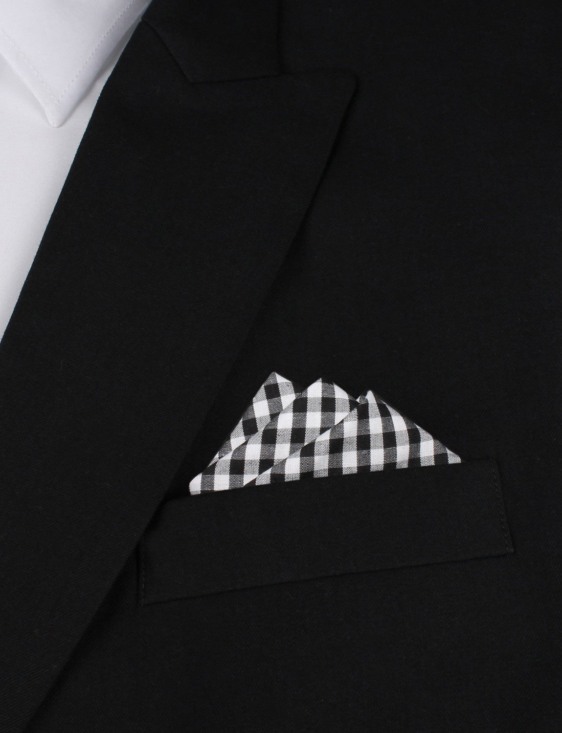 Black and White Gingham Cotton Pocket Square