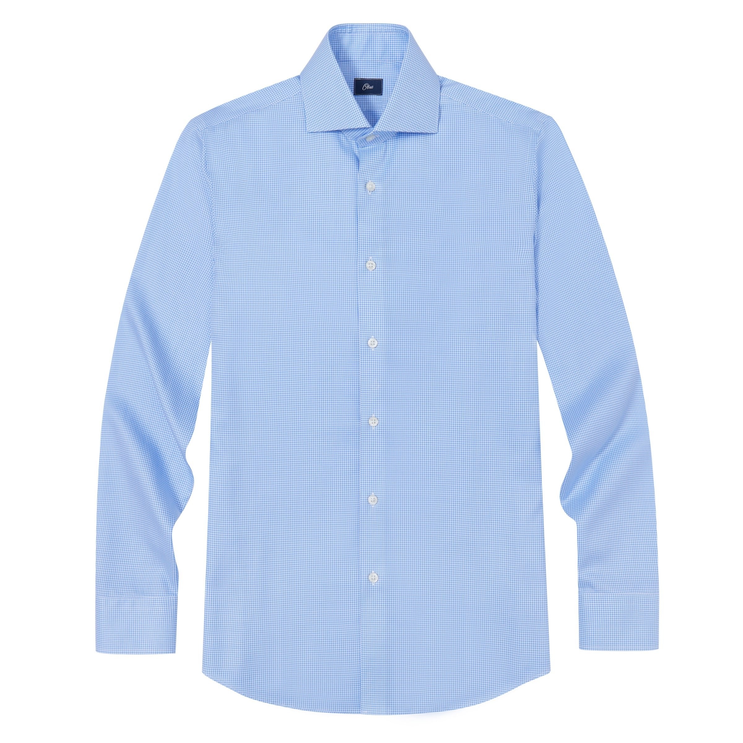 Gekko Gingham Blue Twill Non-Iron Shirt