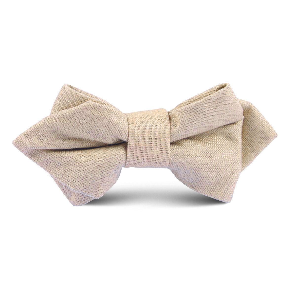 Khaki Linen Kids Diamond Bow Tie