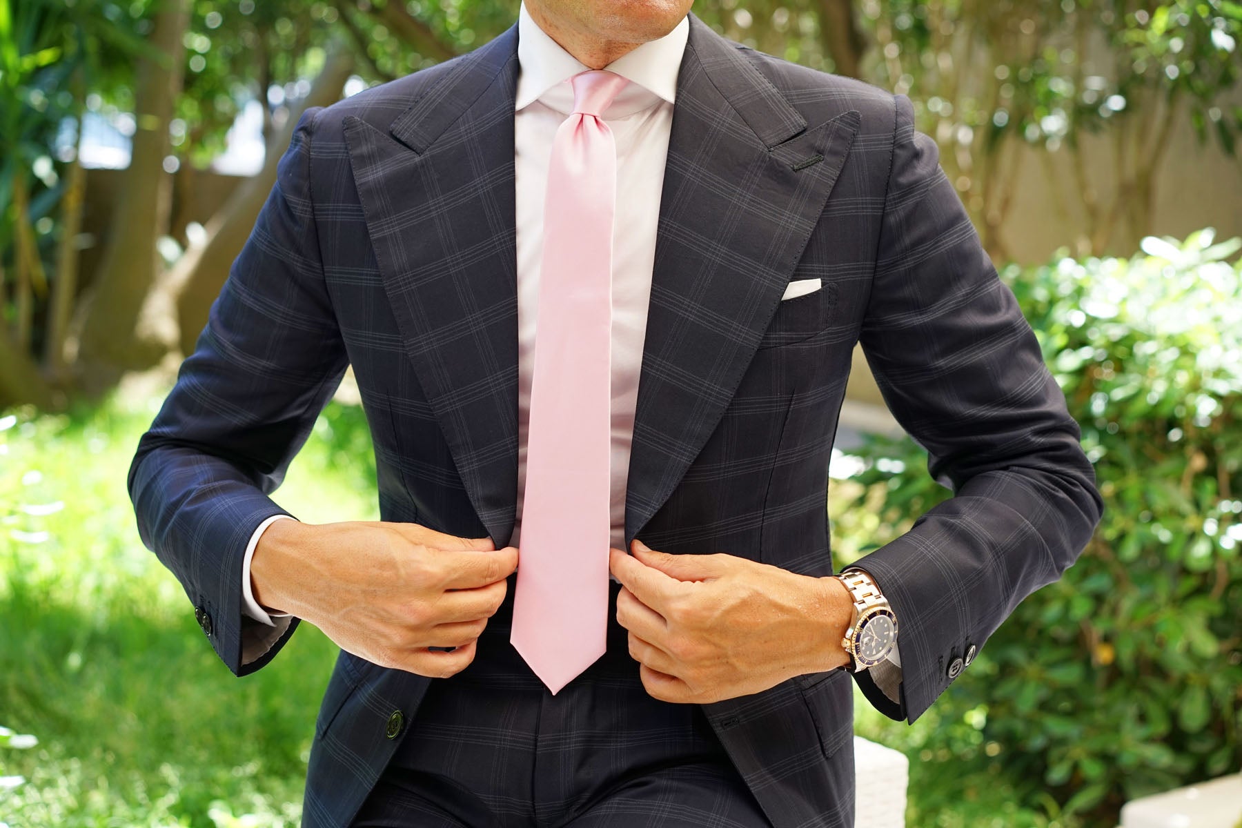 Rose Pink Satin Skinny Tie