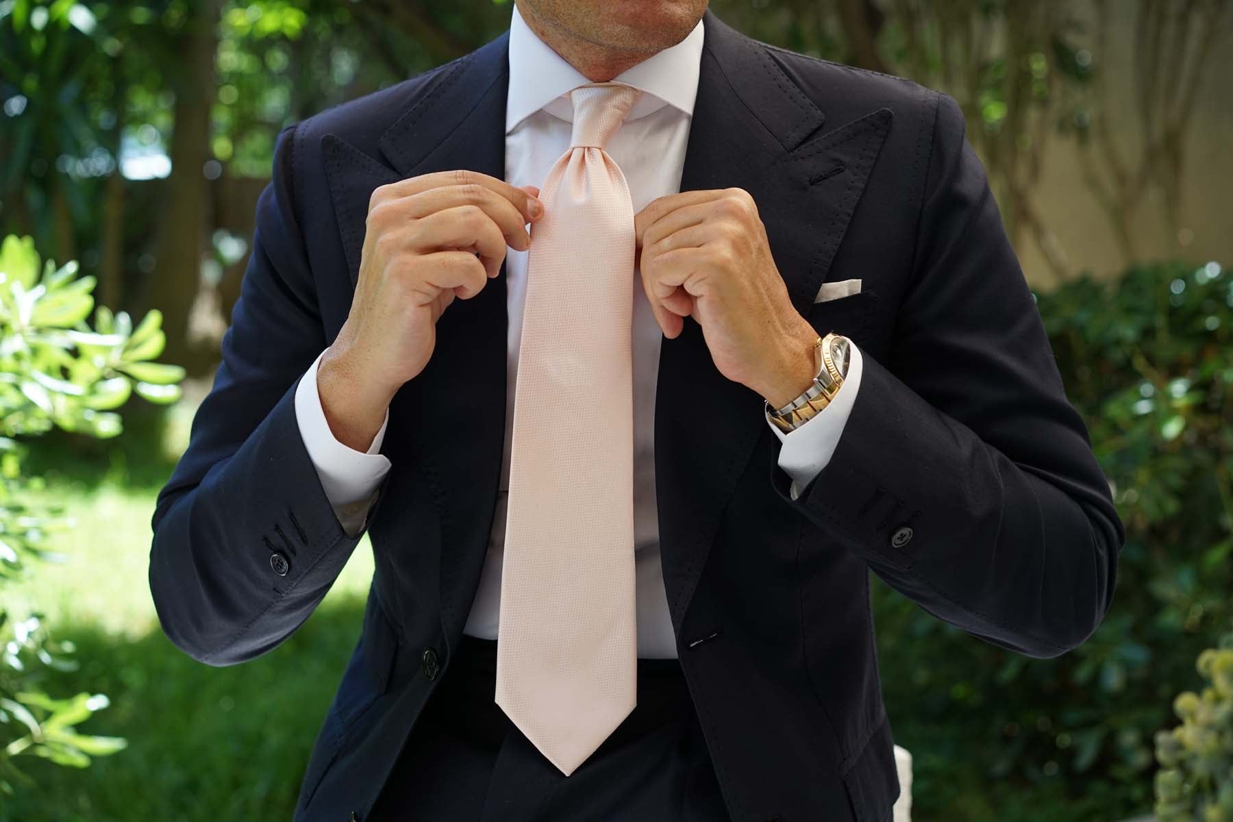 Blush Pink Basket Weave Necktie