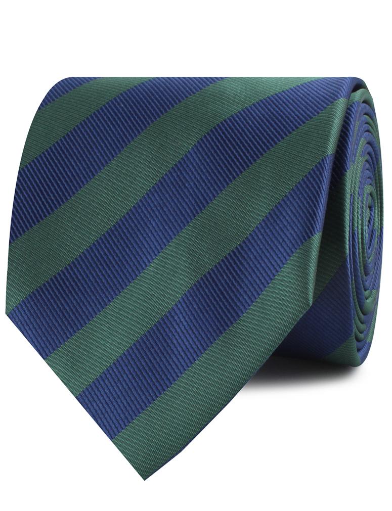 Oxford Blue & Dark Green Striped Necktie