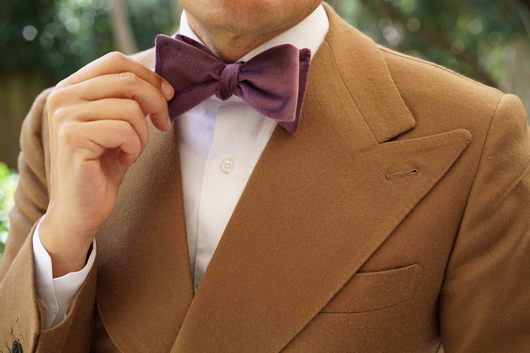 Dusty Lilac Purple Velvet Self Bow Tie