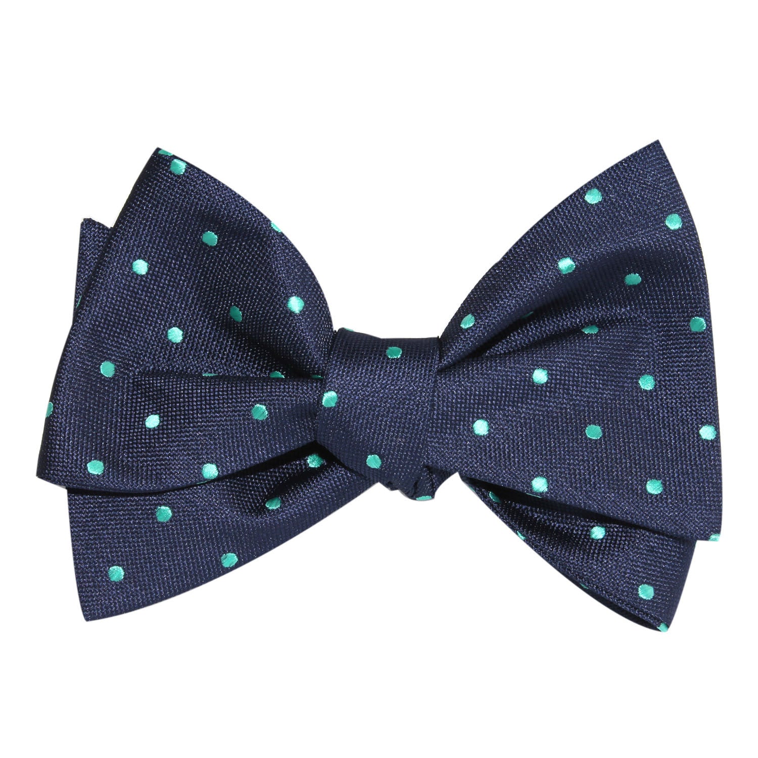 Navy Blue with Mint Green Polka Dots Self Tie Bow Tie