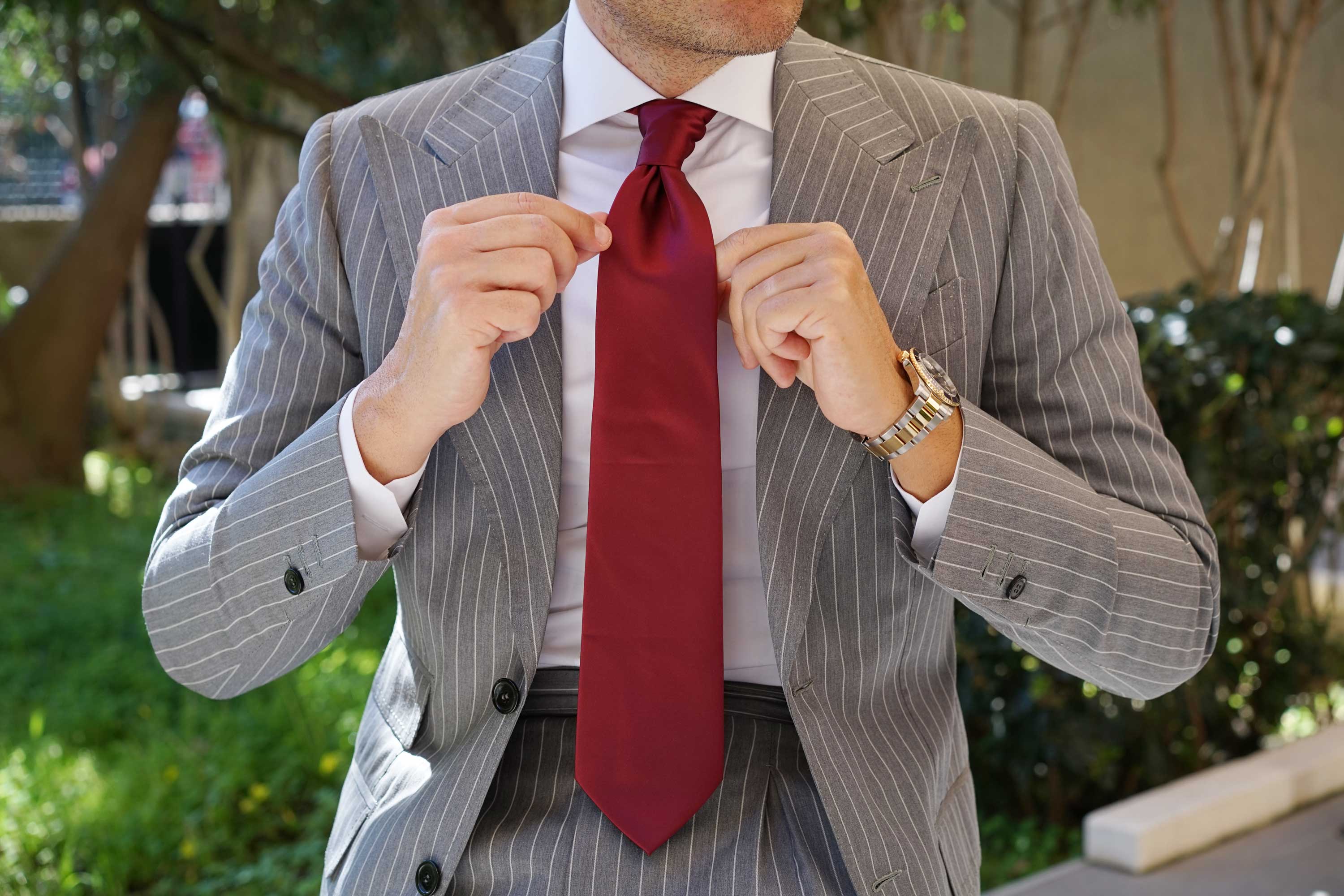 Burgundy Satin Necktie