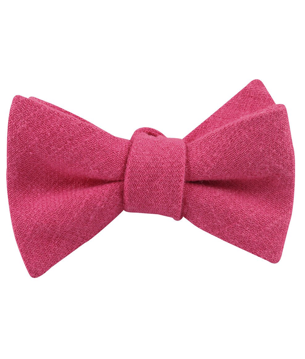 Begonia Hot Pink Linen Self Bow Tie