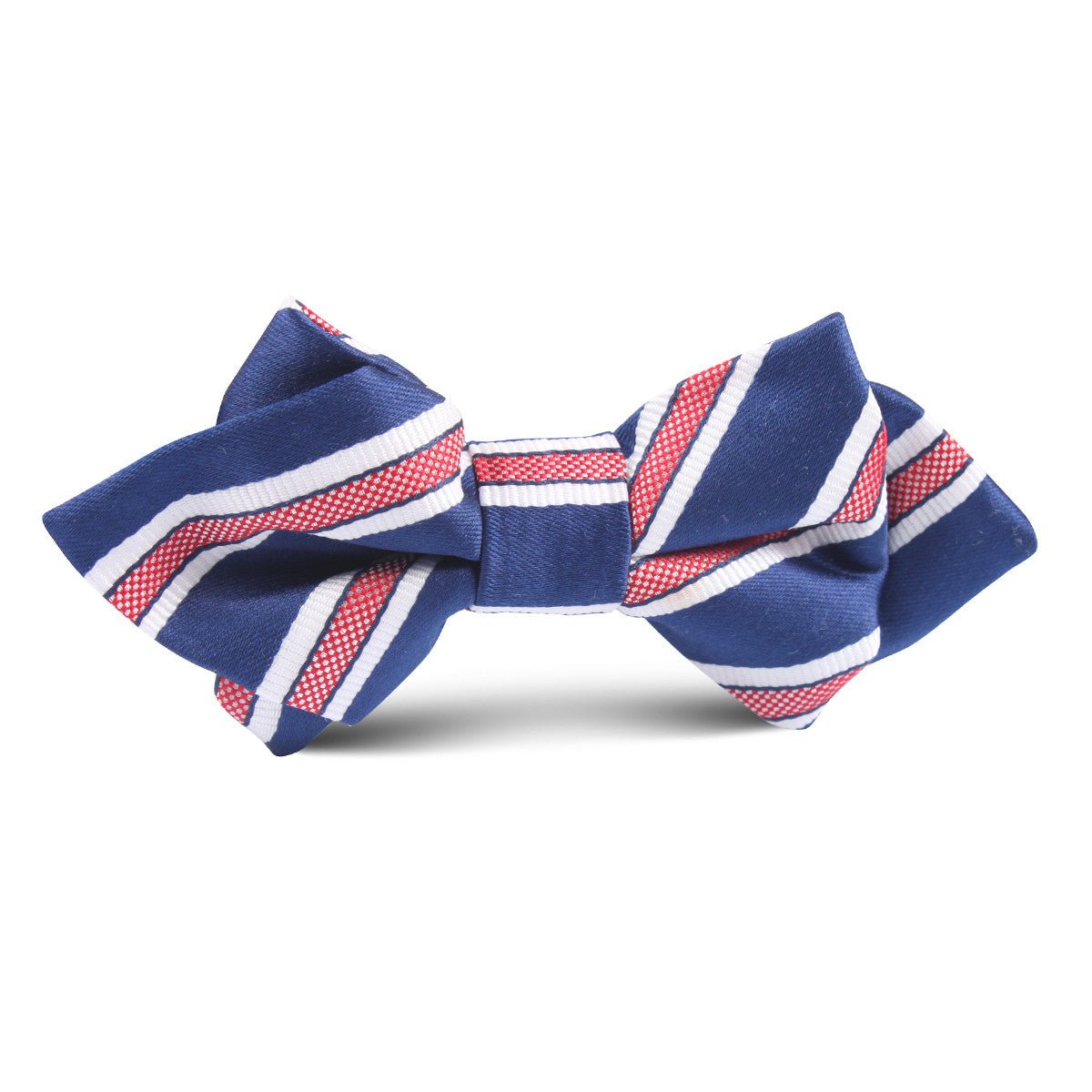 Navy Blue with Red Stripes Kids Diamond Bow Tie