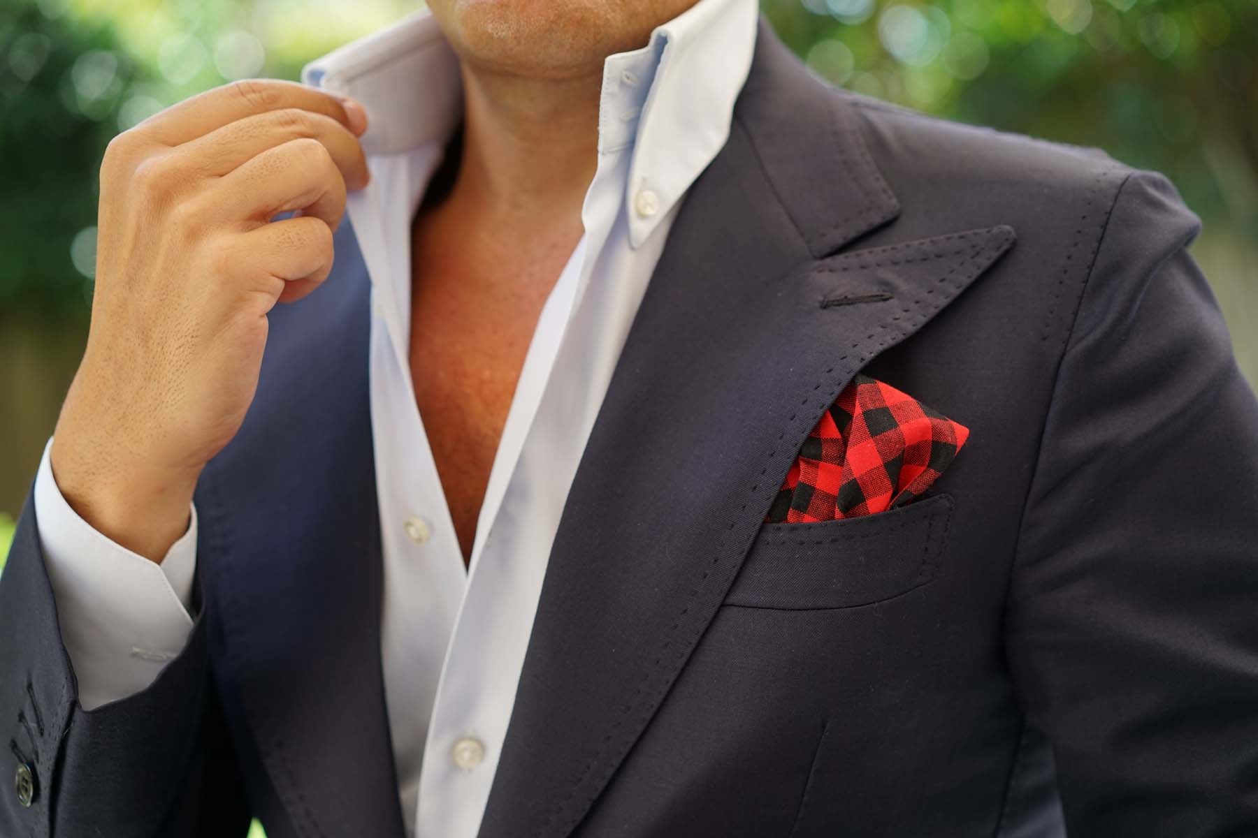 Red & Black Gingham Pocket Square