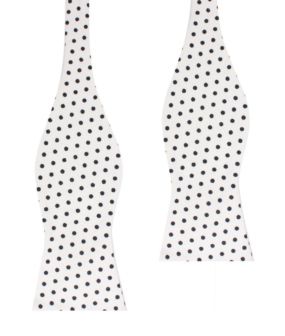 White with Black Polkadot Cotton Self Bow Tie