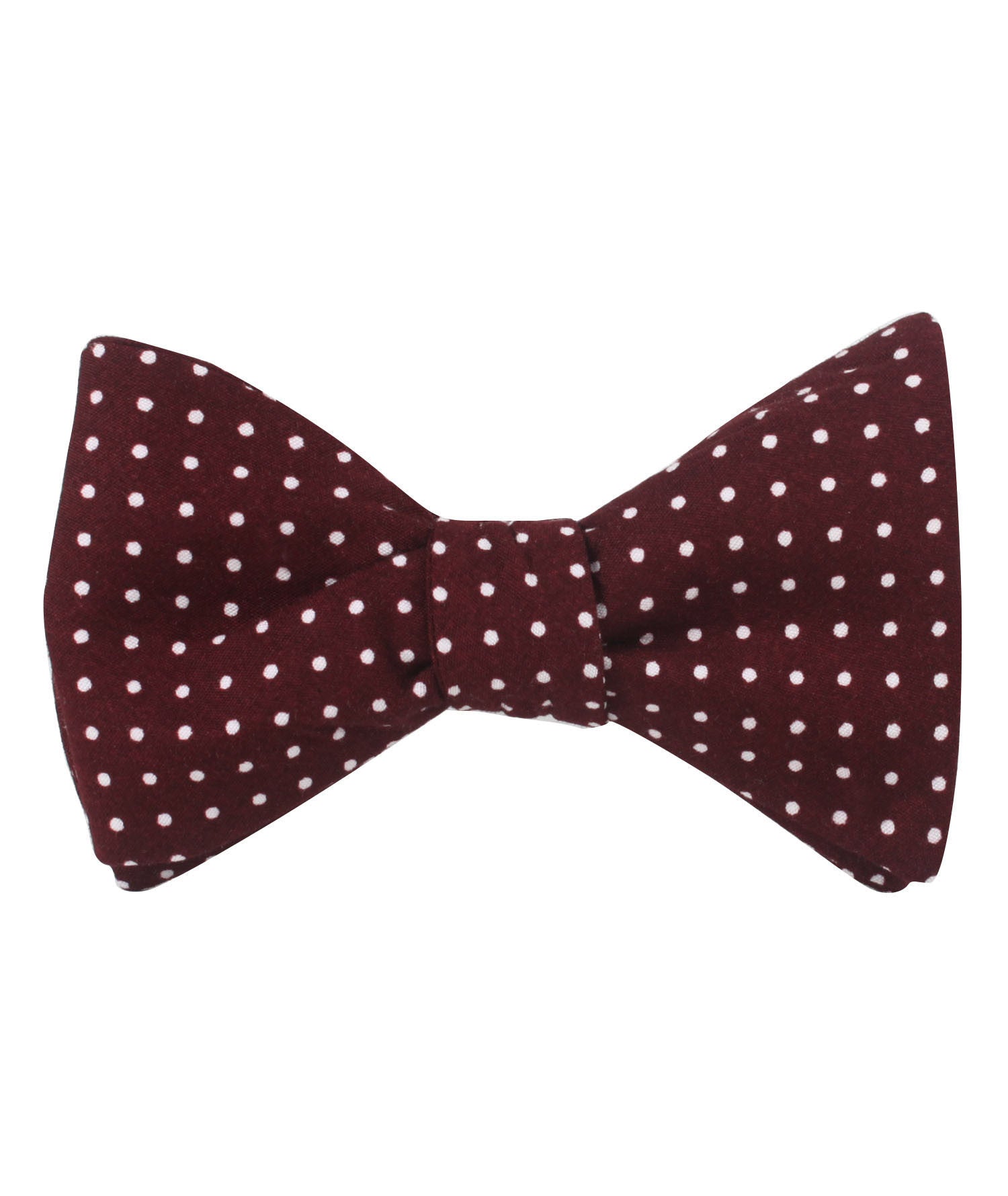 Burgundy Cotton Polkadot Self Bow Tie