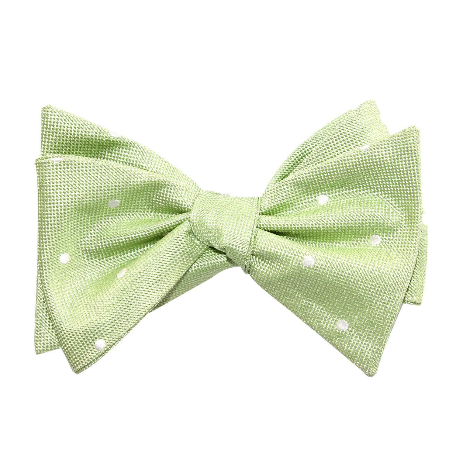 Light Mint Pistachio Green with White Polka Dots Self Tie Bow Tie