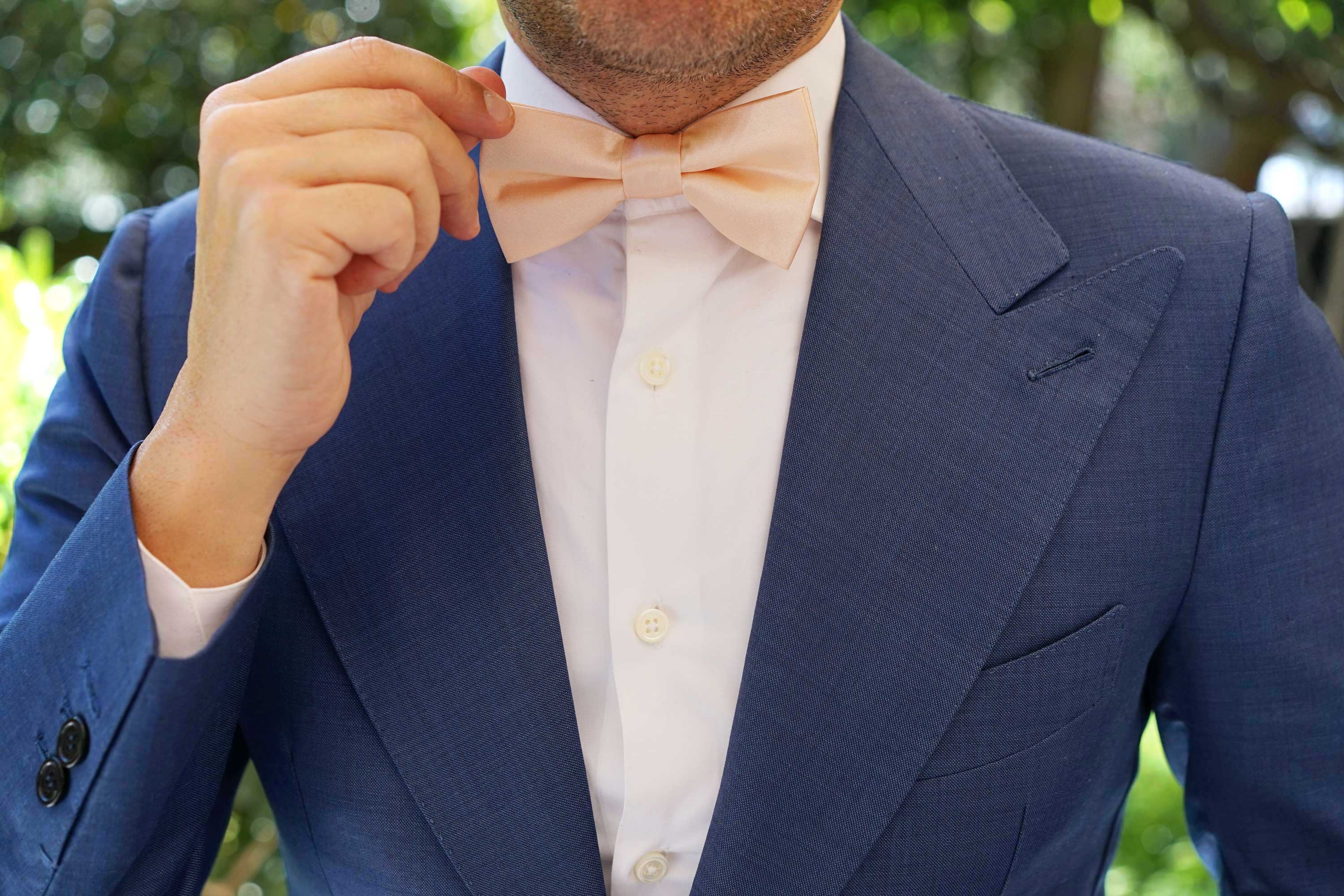 Peach Satin Bow Tie