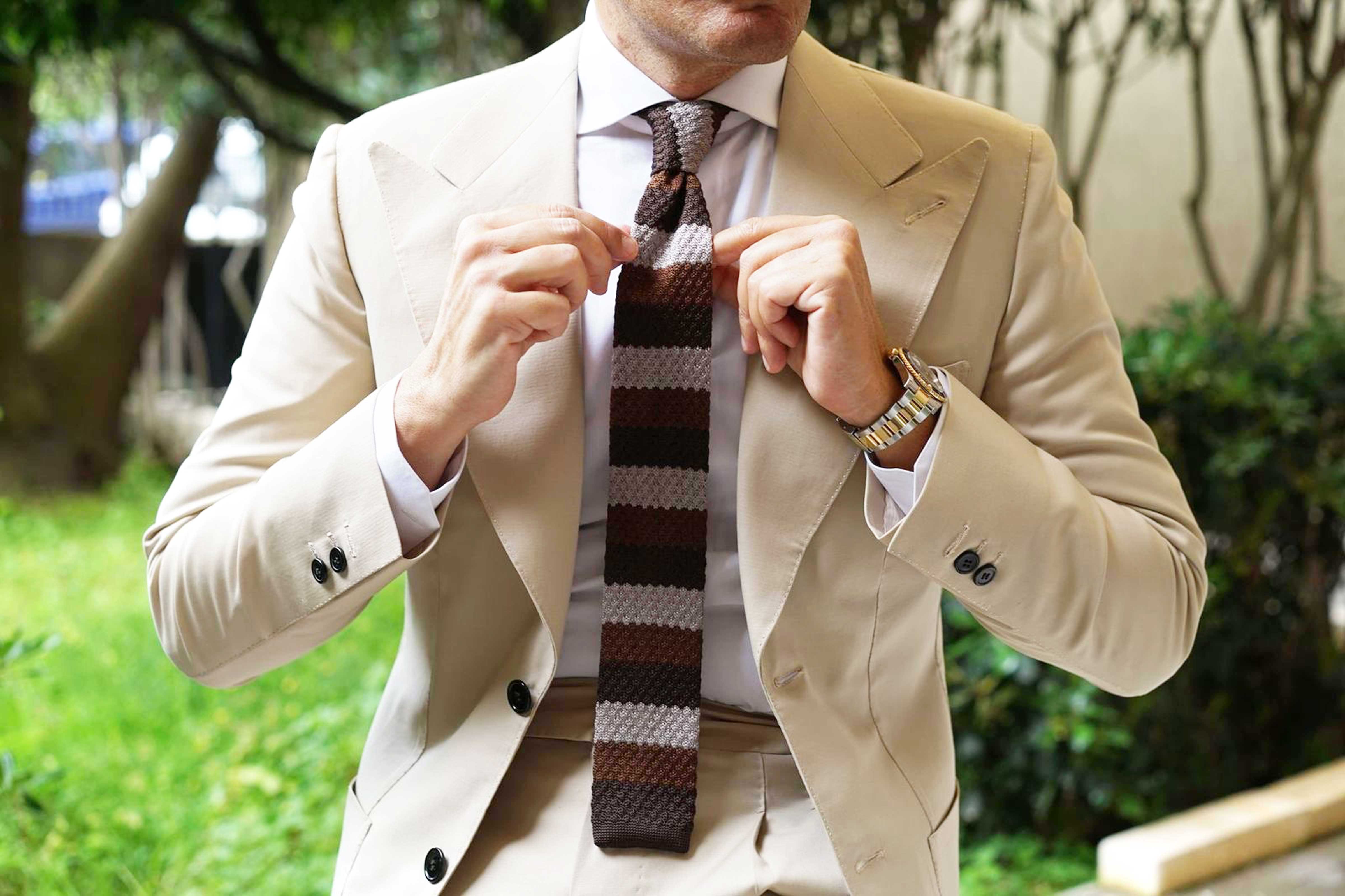 Three Shades of Brown Knitted Tie