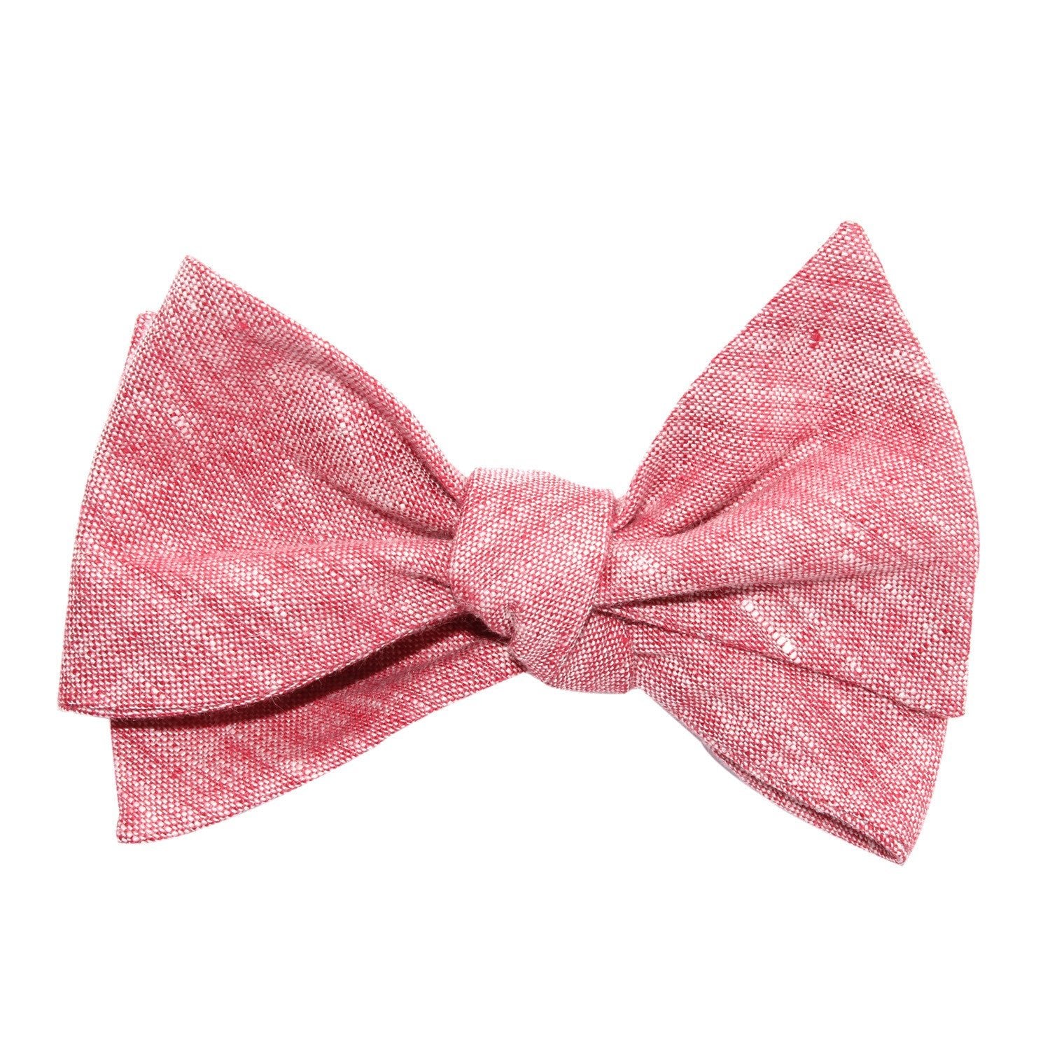 Light Red Chambray Linen Self Tie Bow Tie