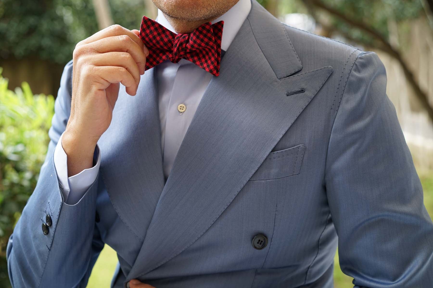 Red Belfast Gingham Self Bow Tie