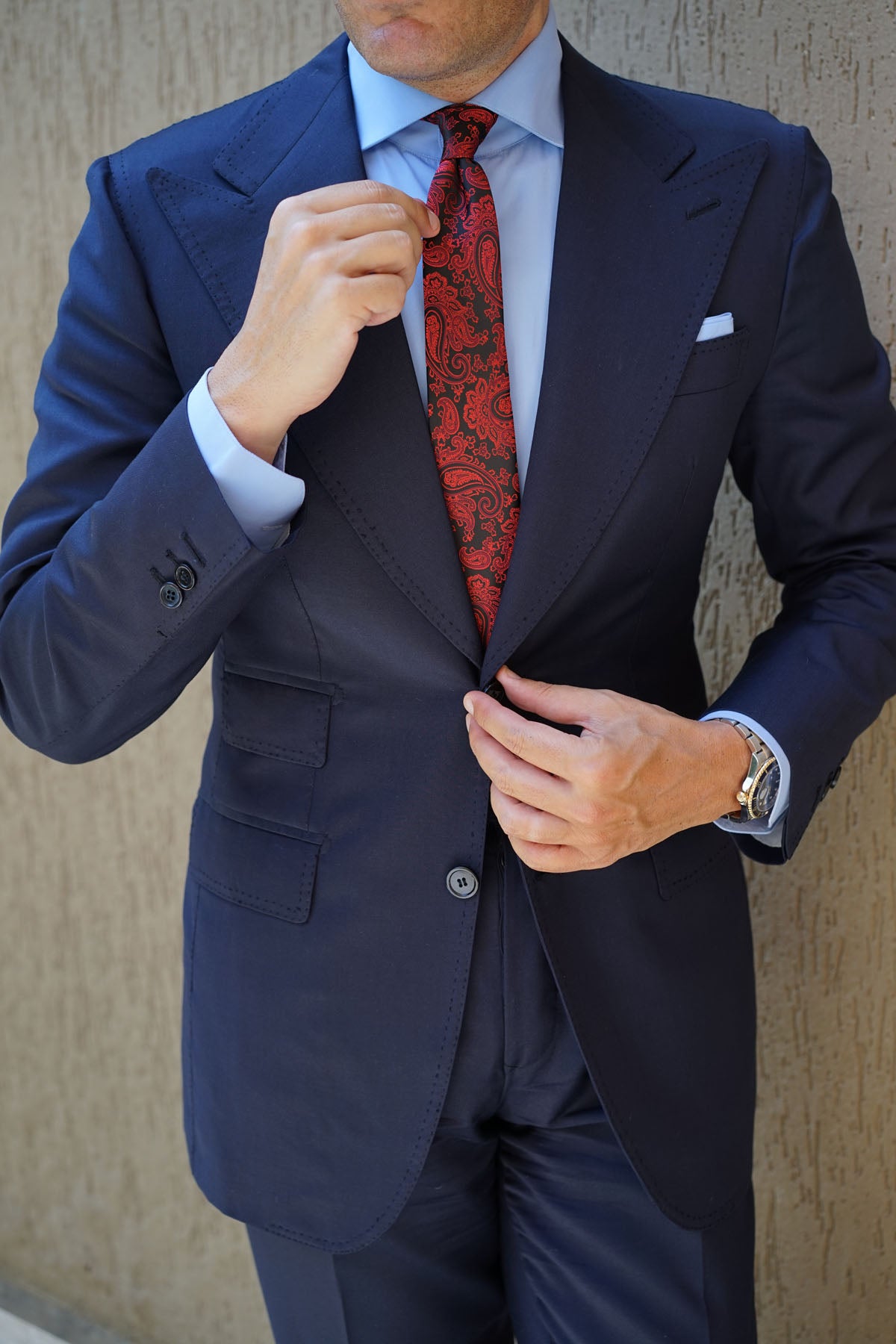 Paisley Red and Black Skinny Tie