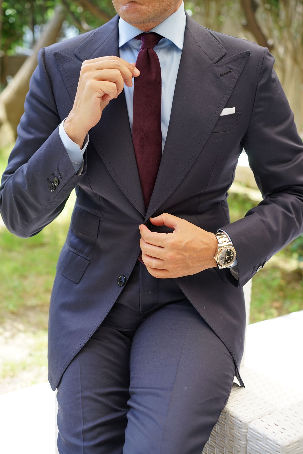 Bond Burgundy Velvet Skinny Tie