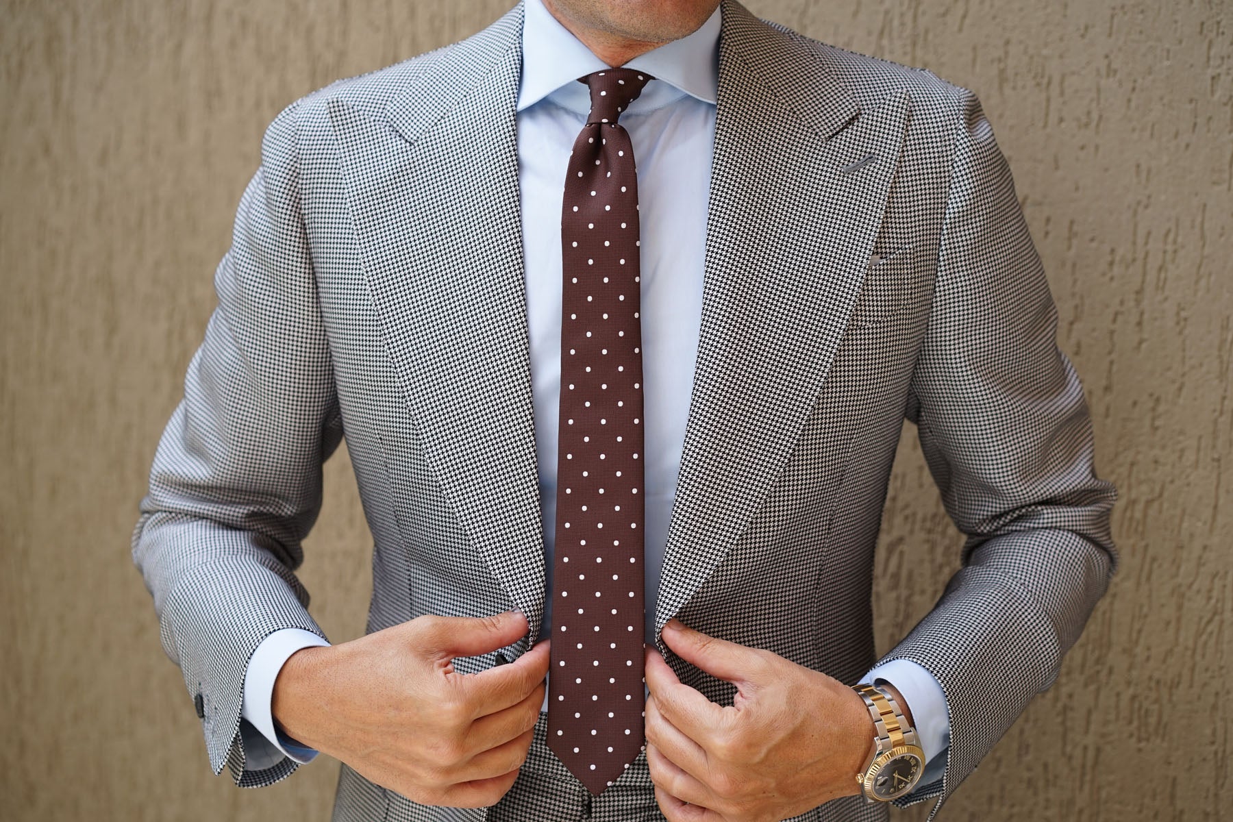 Brown with White Polka Dots Skinny Tie