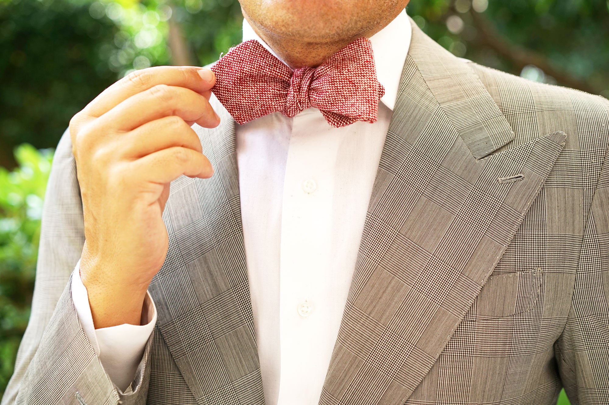 Burgundy Sharkskin Diamond Self Bow Tie