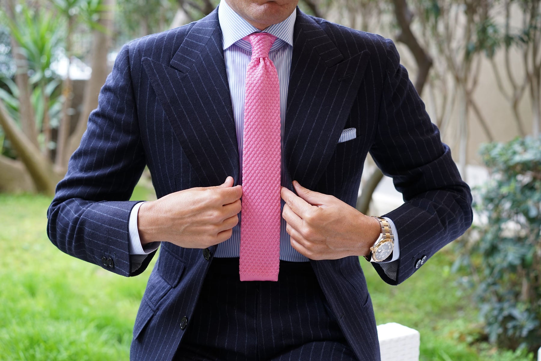 Light Pink Fuchsia Knitted Tie