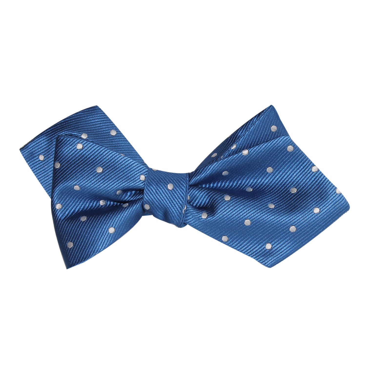 Royal Blue with White Polka Dots Self Tie Diamond Tip Bow Tie