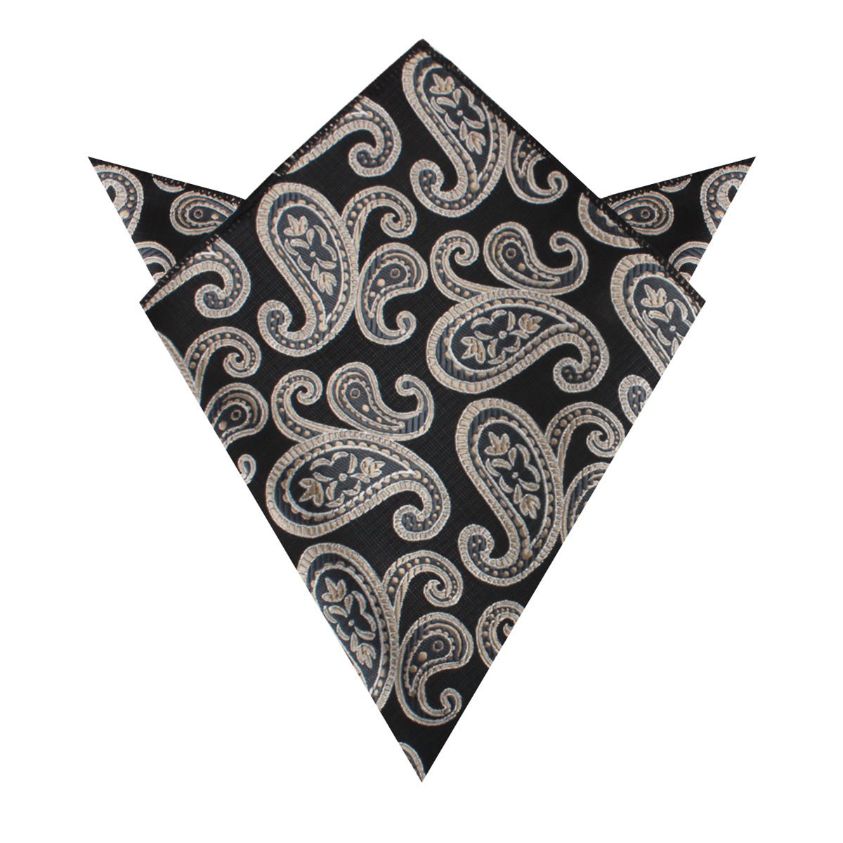 King of Persia Black Paisley Pocket Square