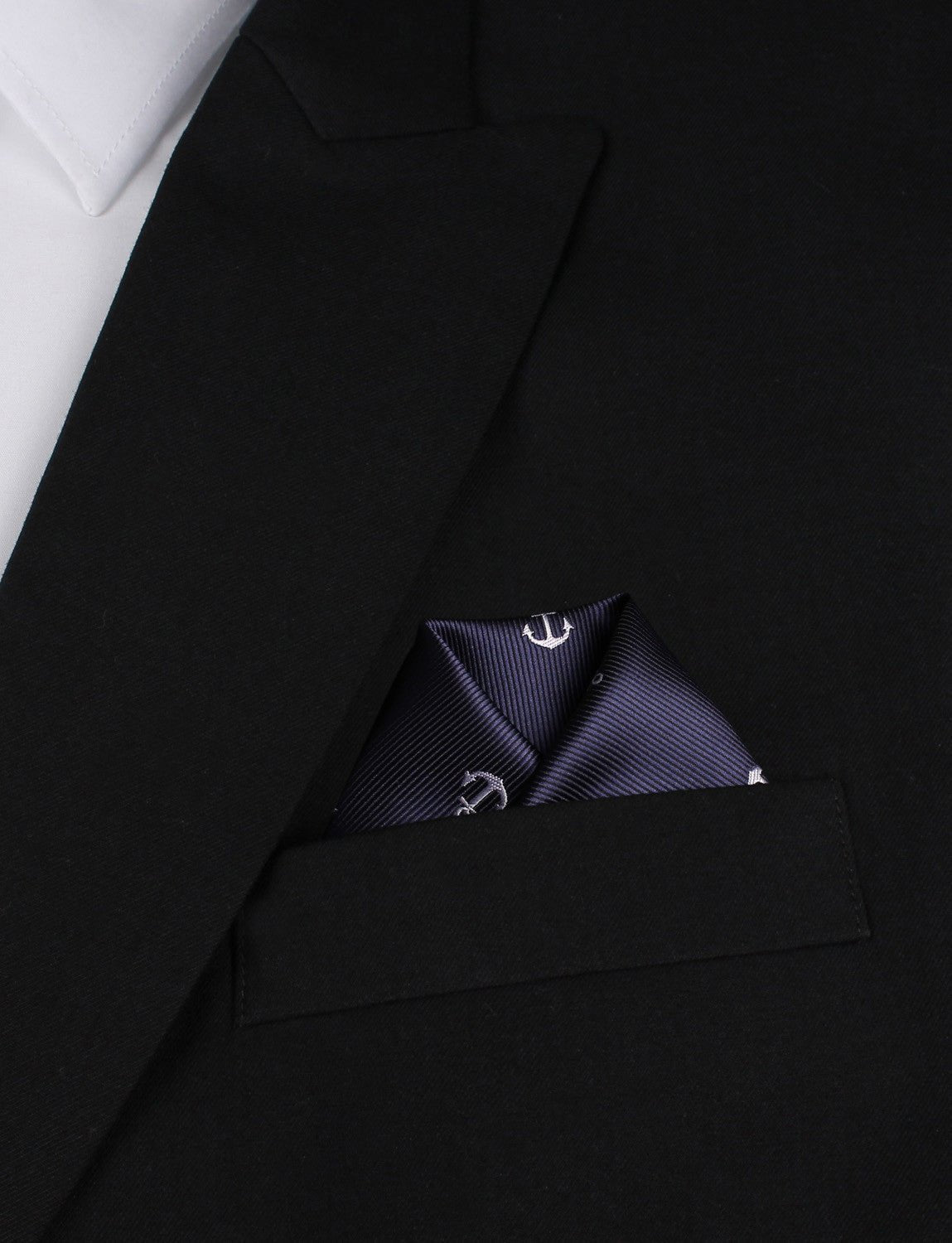 The OTAA Navy Blue Anchor Pocket Square