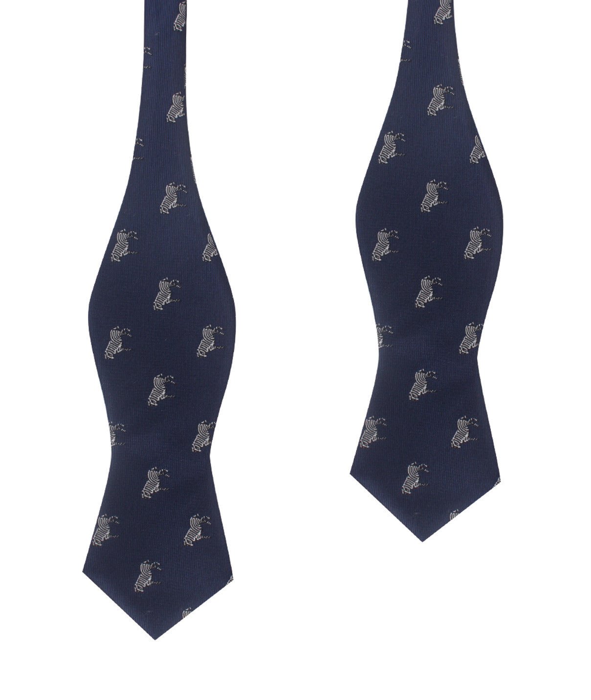 Navy Blue Zebra Self Tie Diamond Tip Bow Tie