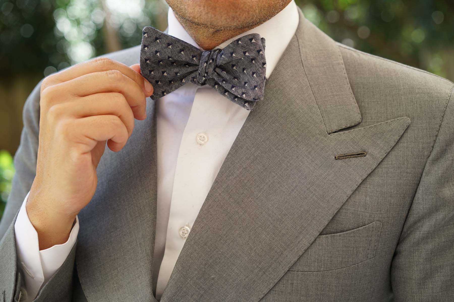 Inception Navy Linen Self Bow Tie