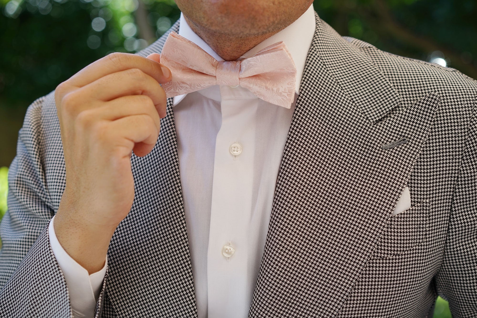 Blush Pink Daisy Flowers Floral Bow Tie