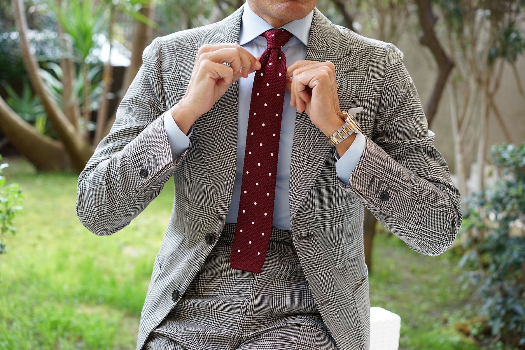 Pesci Mahogany Polkadot Knitted Tie