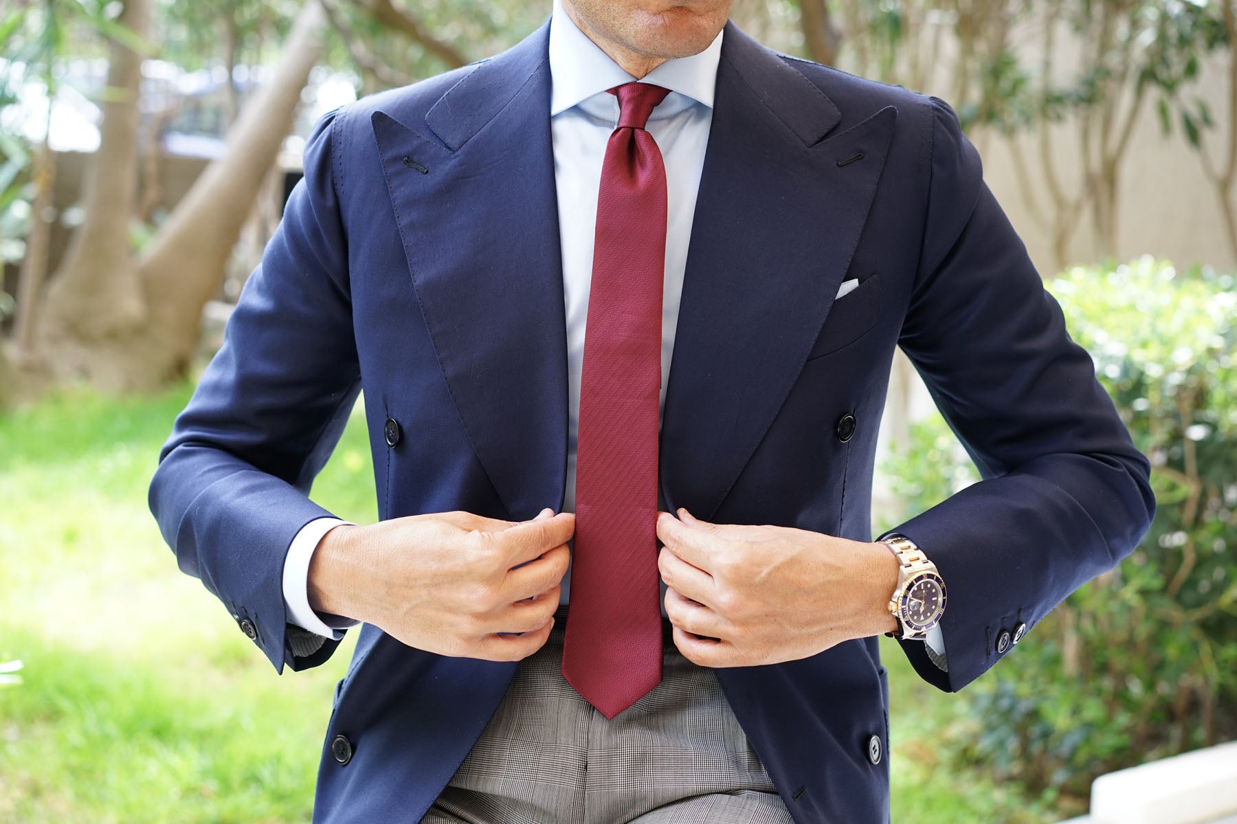 Burgundy Herringbone Skinny Tie