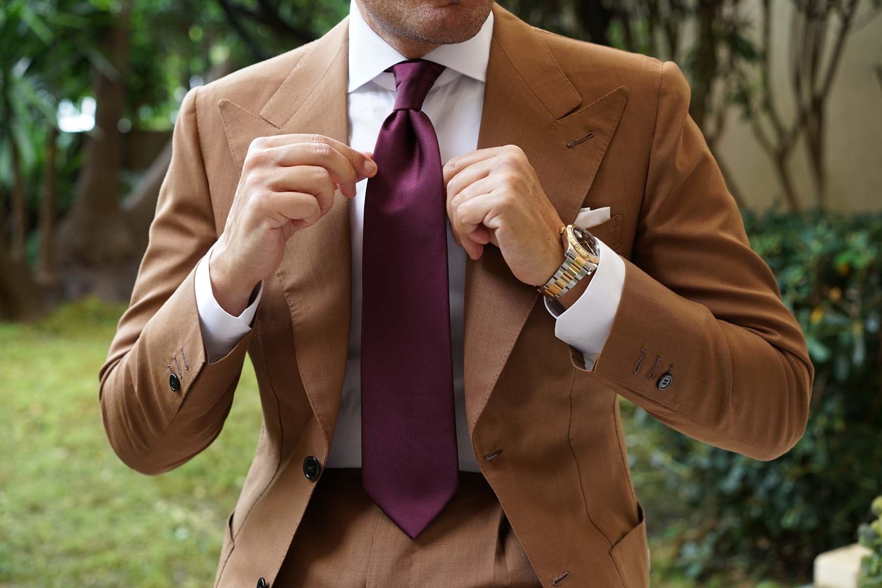 Garnet Wine Burgundy Weave Necktie