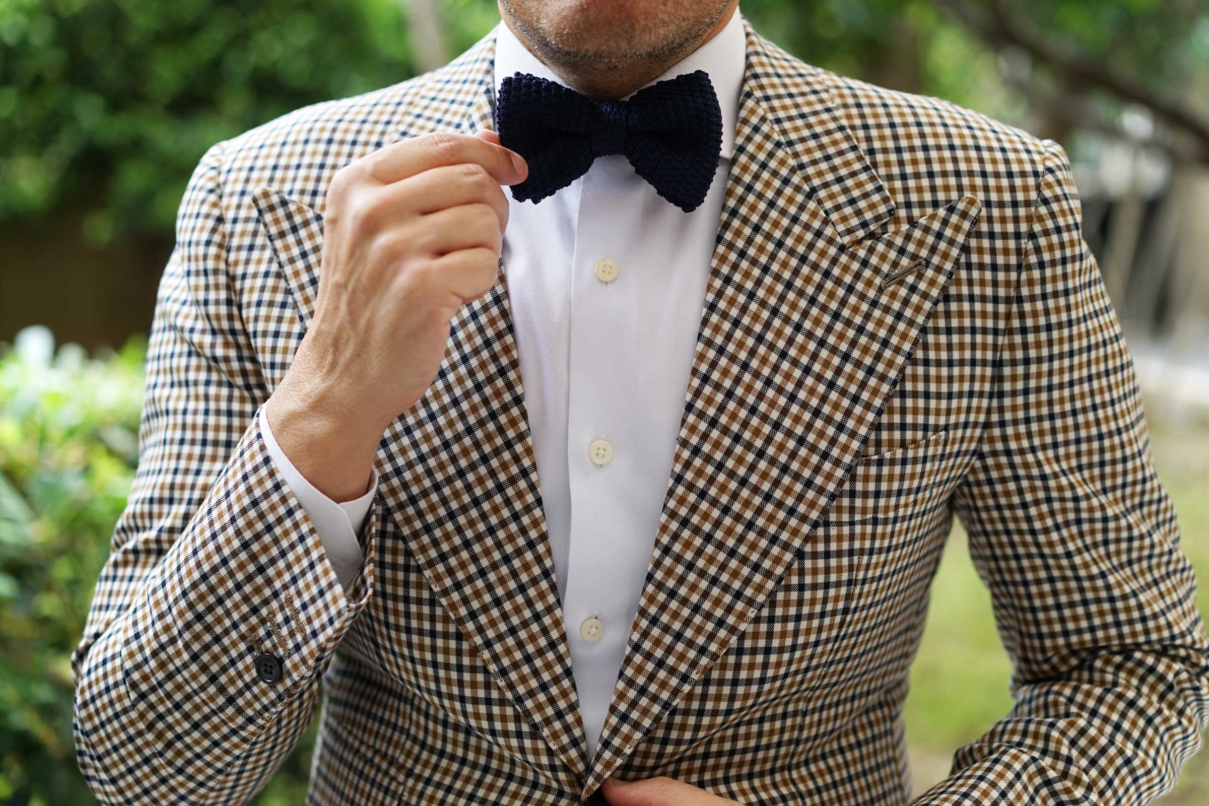 Navy Blue Knitted Bow Tie