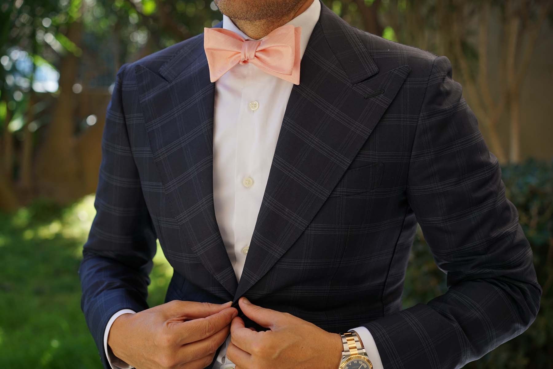 Peach Grain Self Bow Tie