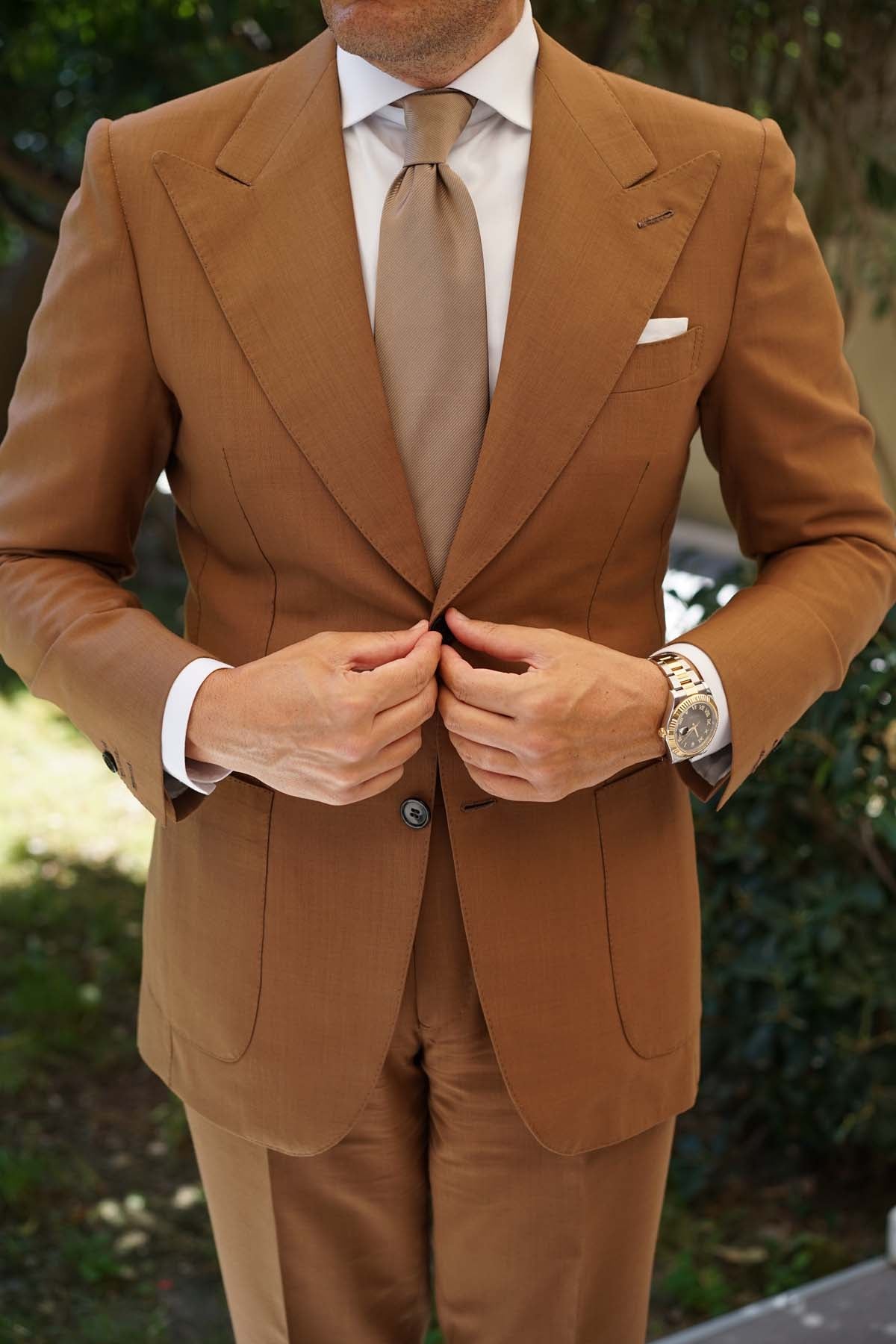 Dune Beige Brown Twill Necktie