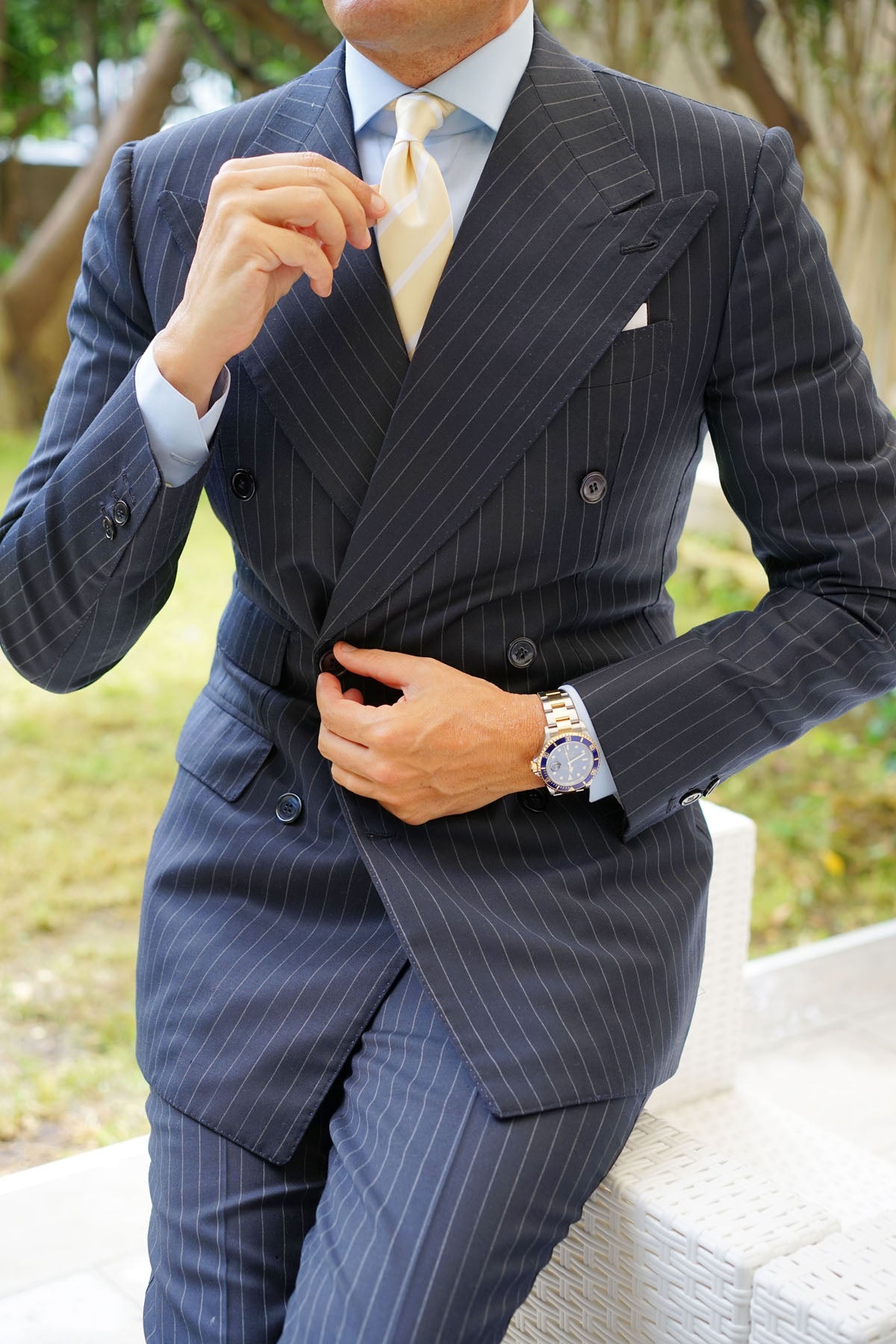 Champagne Stripe Skinny Tie