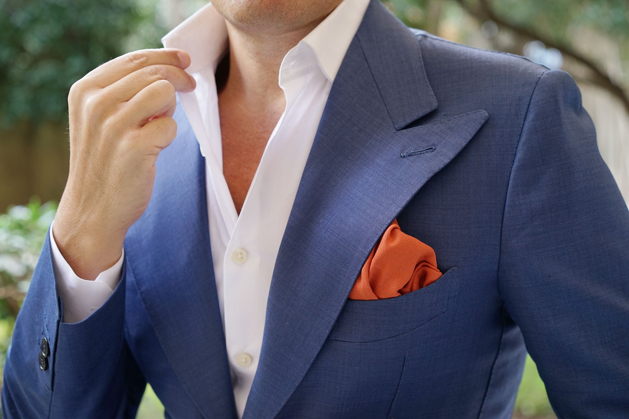 Burnt Terracotta Orange Linen Pocket Square