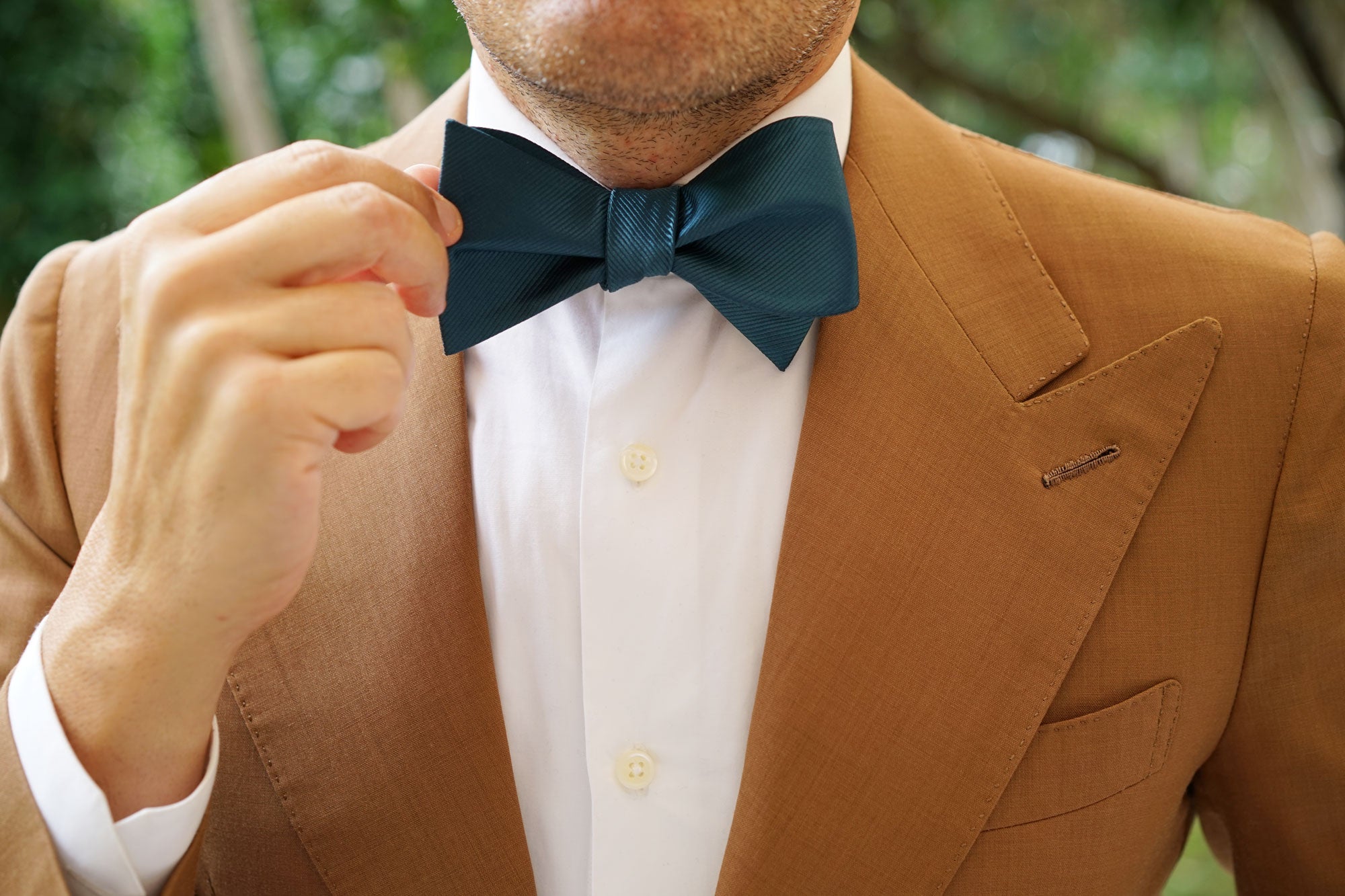 Deep Jade Twill Self Bow Tie