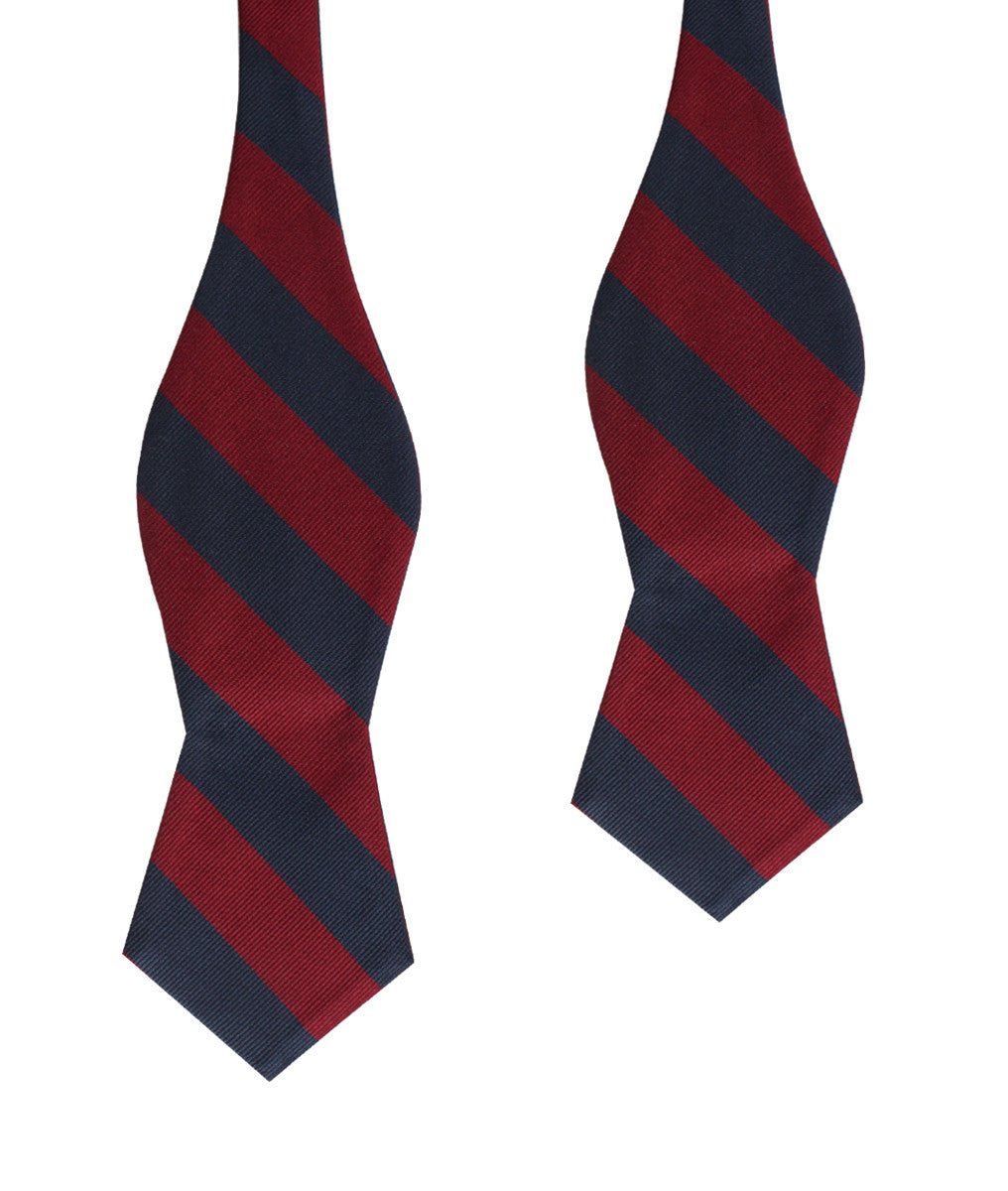 Burgundy & Navy Blue Stripes Diamond Self Bow Tie