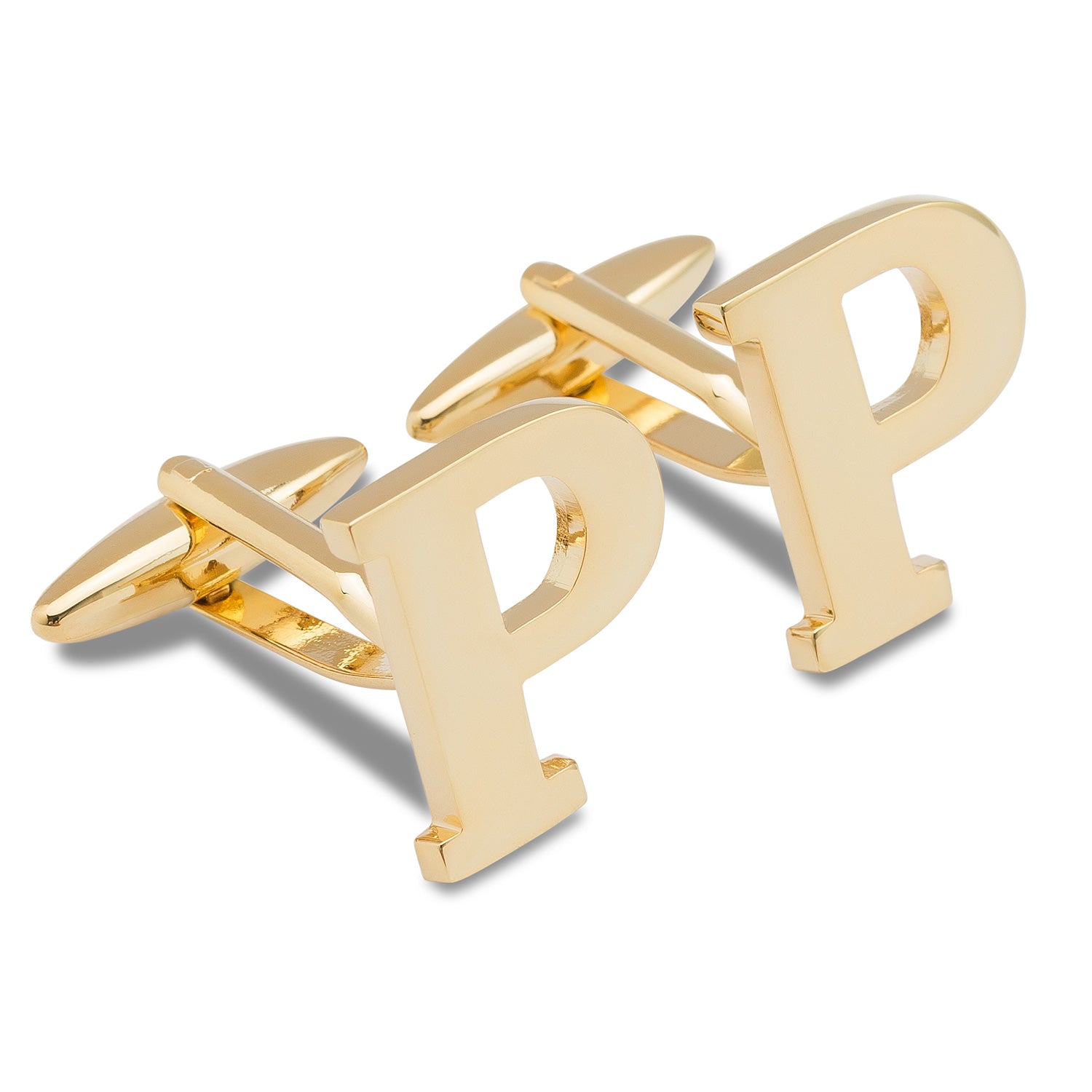 Letter P Gold Cufflinks