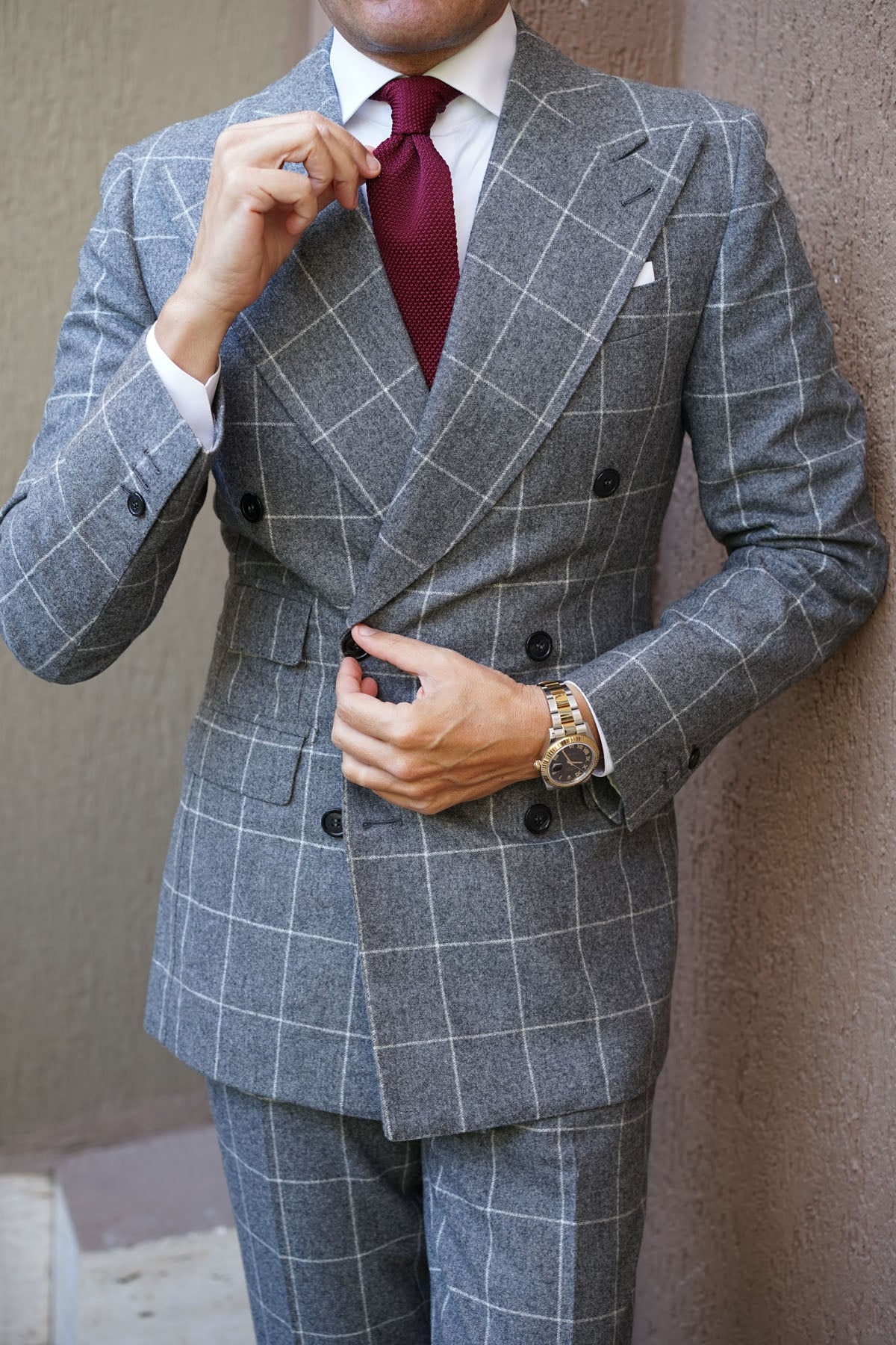 Meraki Burgundy Knitted Tie