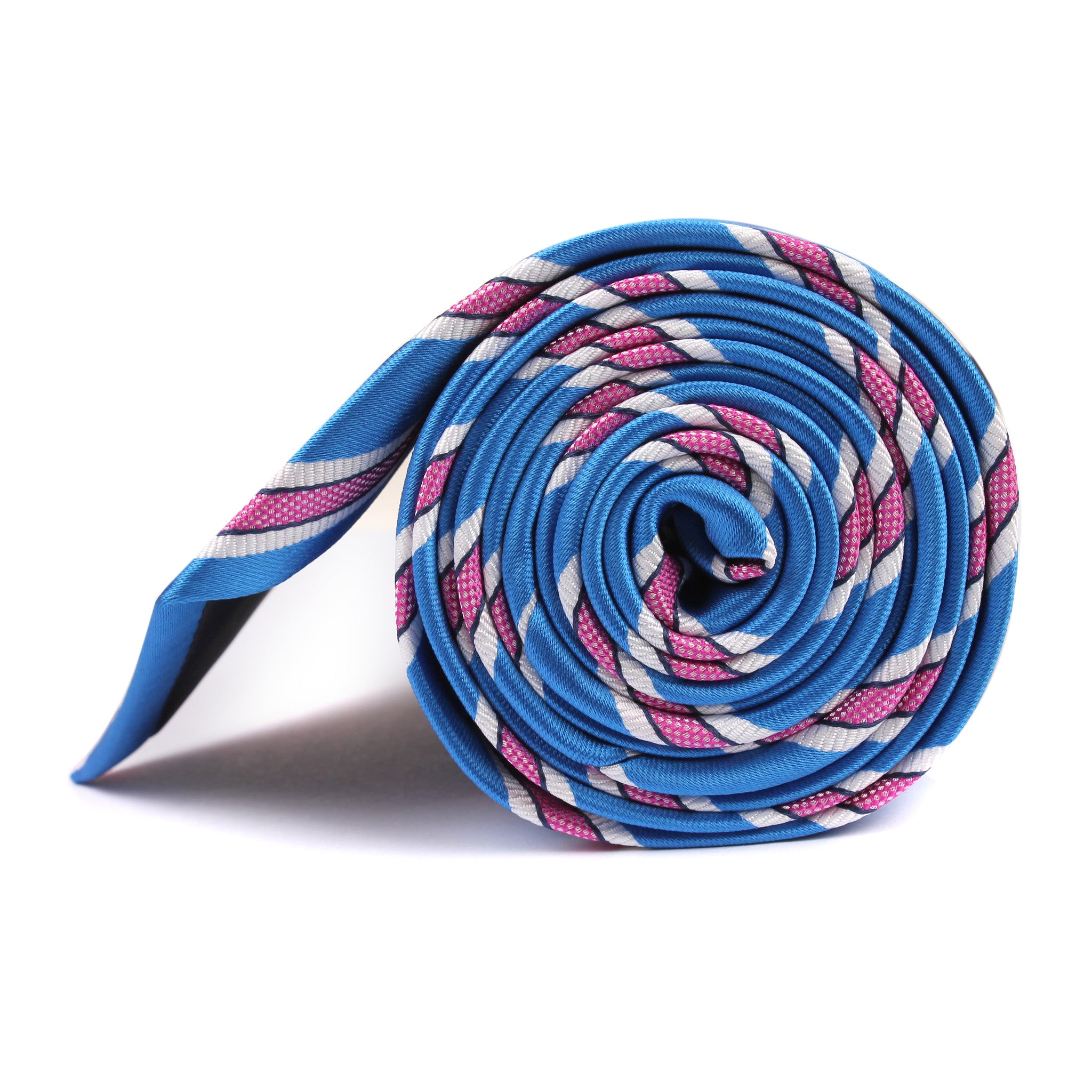 Light Blue Tie with Pink Stripes