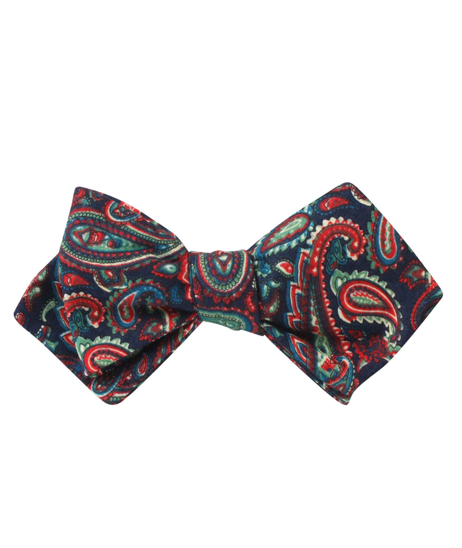 Rocambolesco Green Paisley Diamond Self Bow Tie