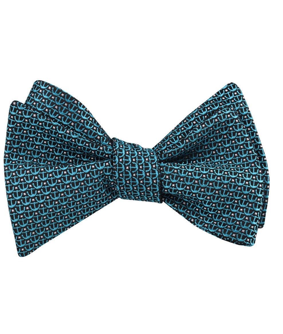 Seychelles Teal Anchor Self Bow Tie