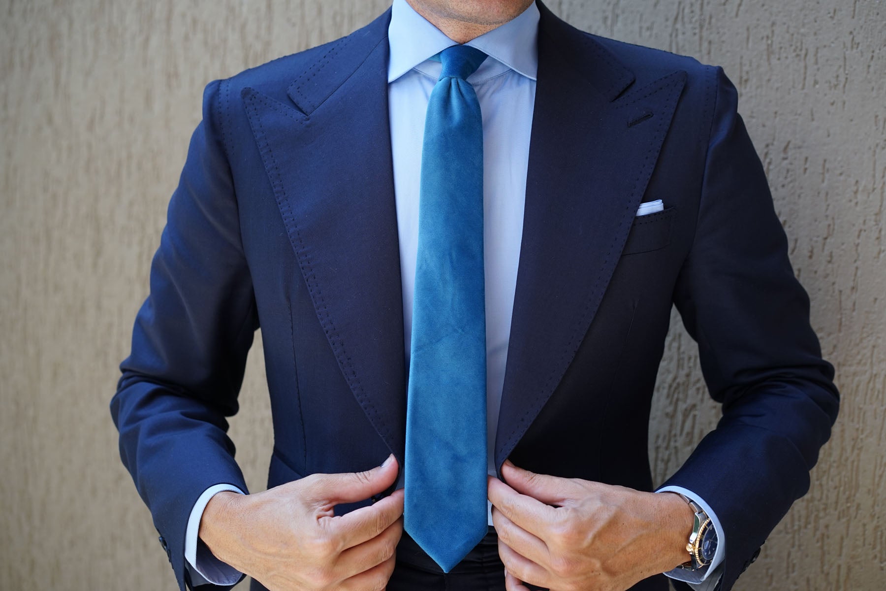 Teal Blue Velvet Skinny Tie