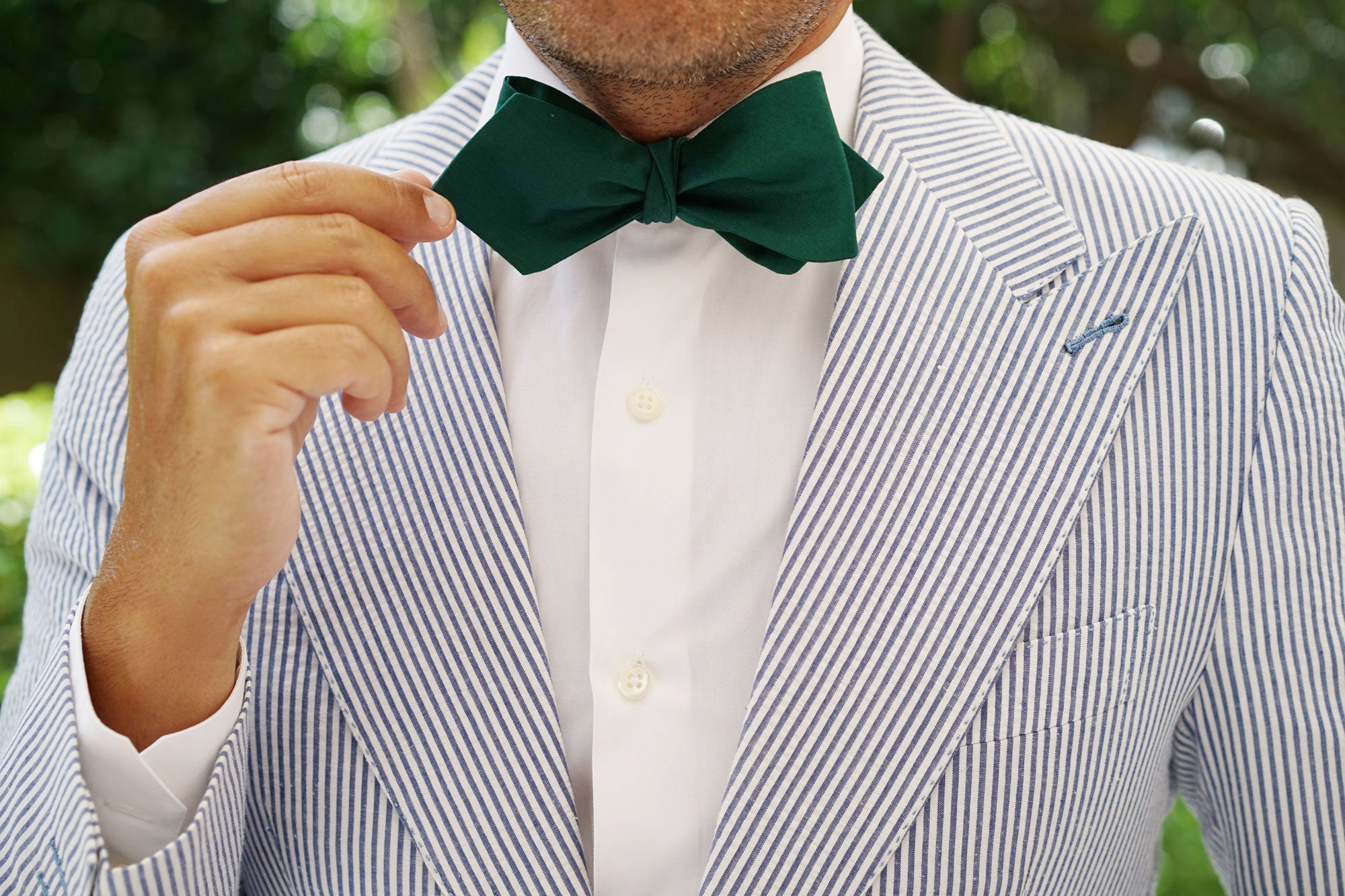 Emerald Green Cotton Self Tie Diamond Tip Bow Tie