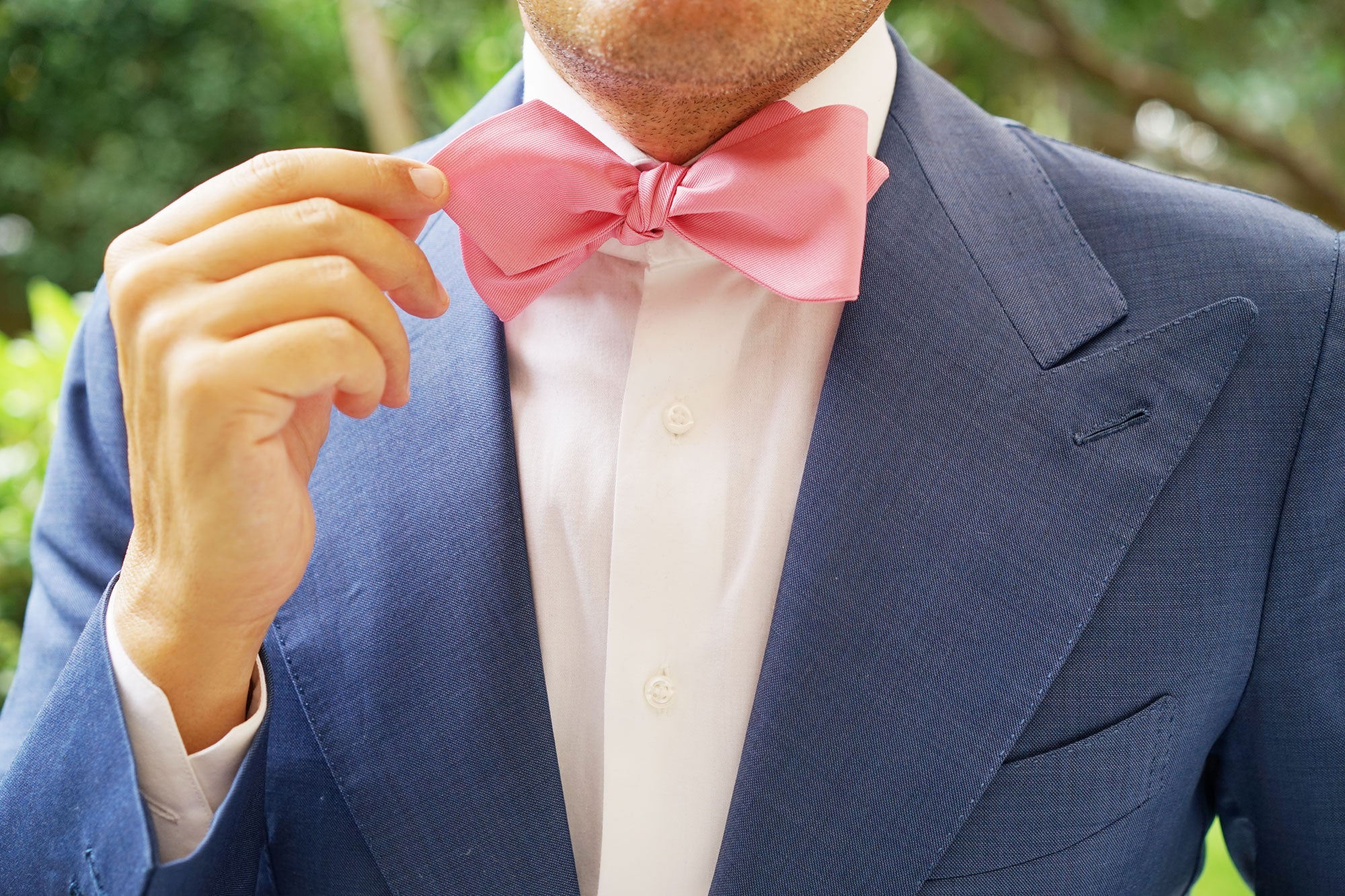 Pastel Pink Self Tie Diamond Tip Bow Tie