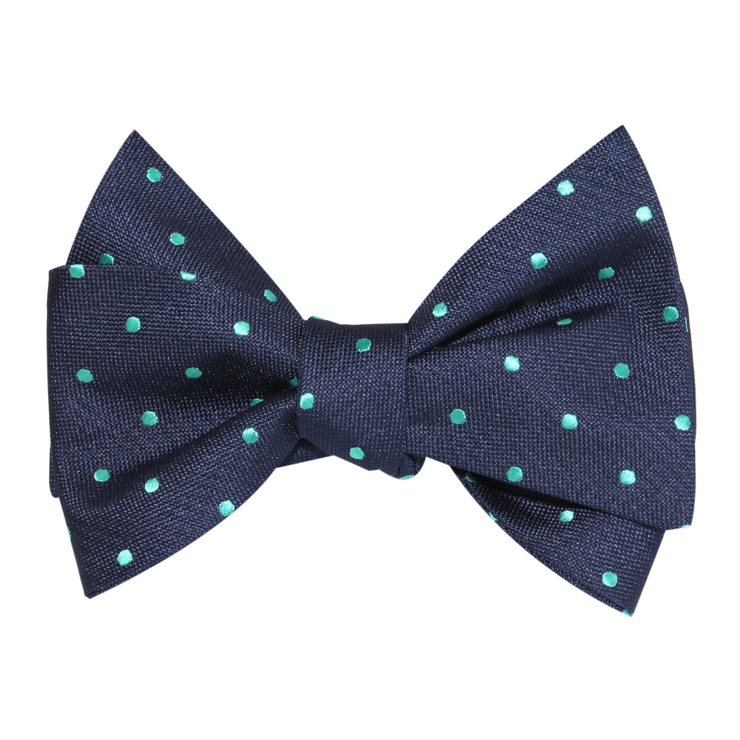 Navy Blue with Mint Green Polka Dots Self Tie Bow Tie