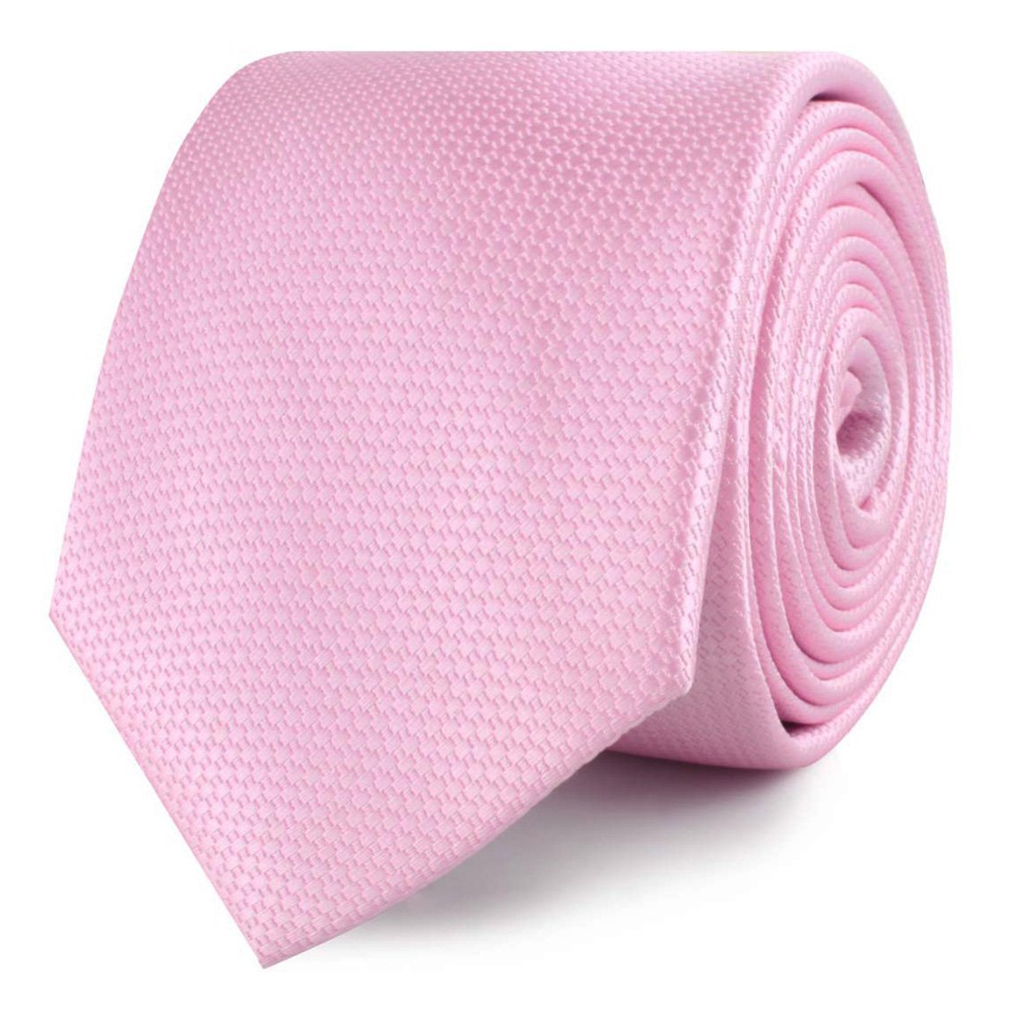 Peony Pink Basket Weave Skinny Tie